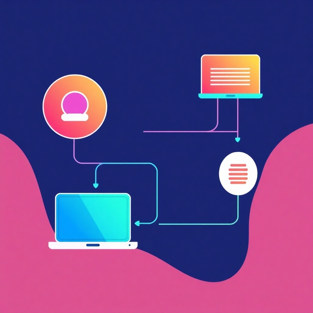 A stylized illustration depicting a streamlined data flow connecting various systems. The illustration should utilize vibrant colors and smooth lines to illustrate easy and efficient data flow. The style should be clear, and easy to understand, focusing on the efficiency and clarity of data flow.
